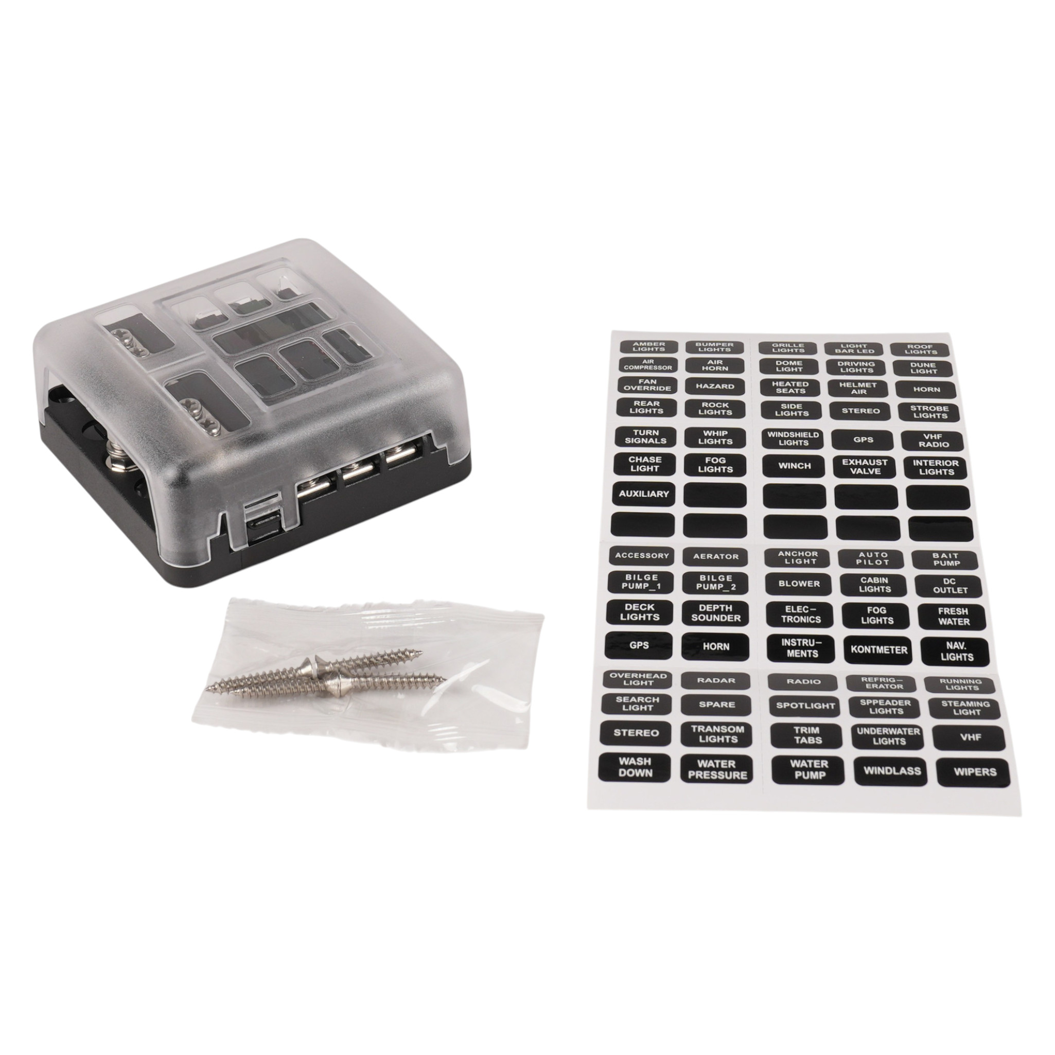 KFZ Sicherungskasten mit LED | 6 Kanal | ATO Flachsteck-Sicherung | 9-32VDC | Max. 100A-30A