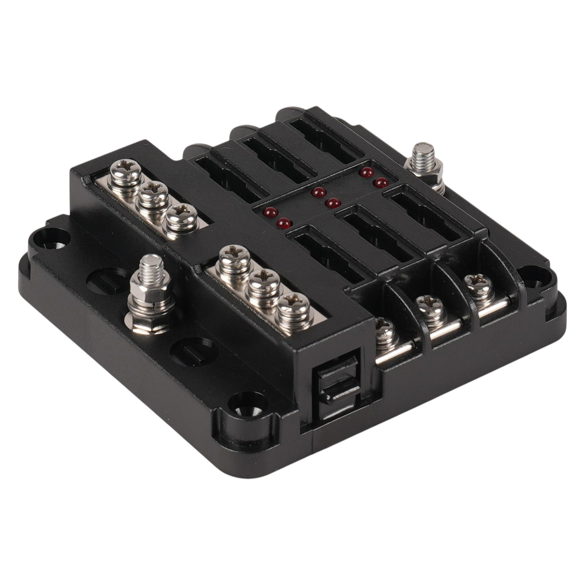 KFZ Sicherungskasten mit LED | 6 Kanal | ATO Flachsteck-Sicherung | 9-32VDC | Max. 100A-30A