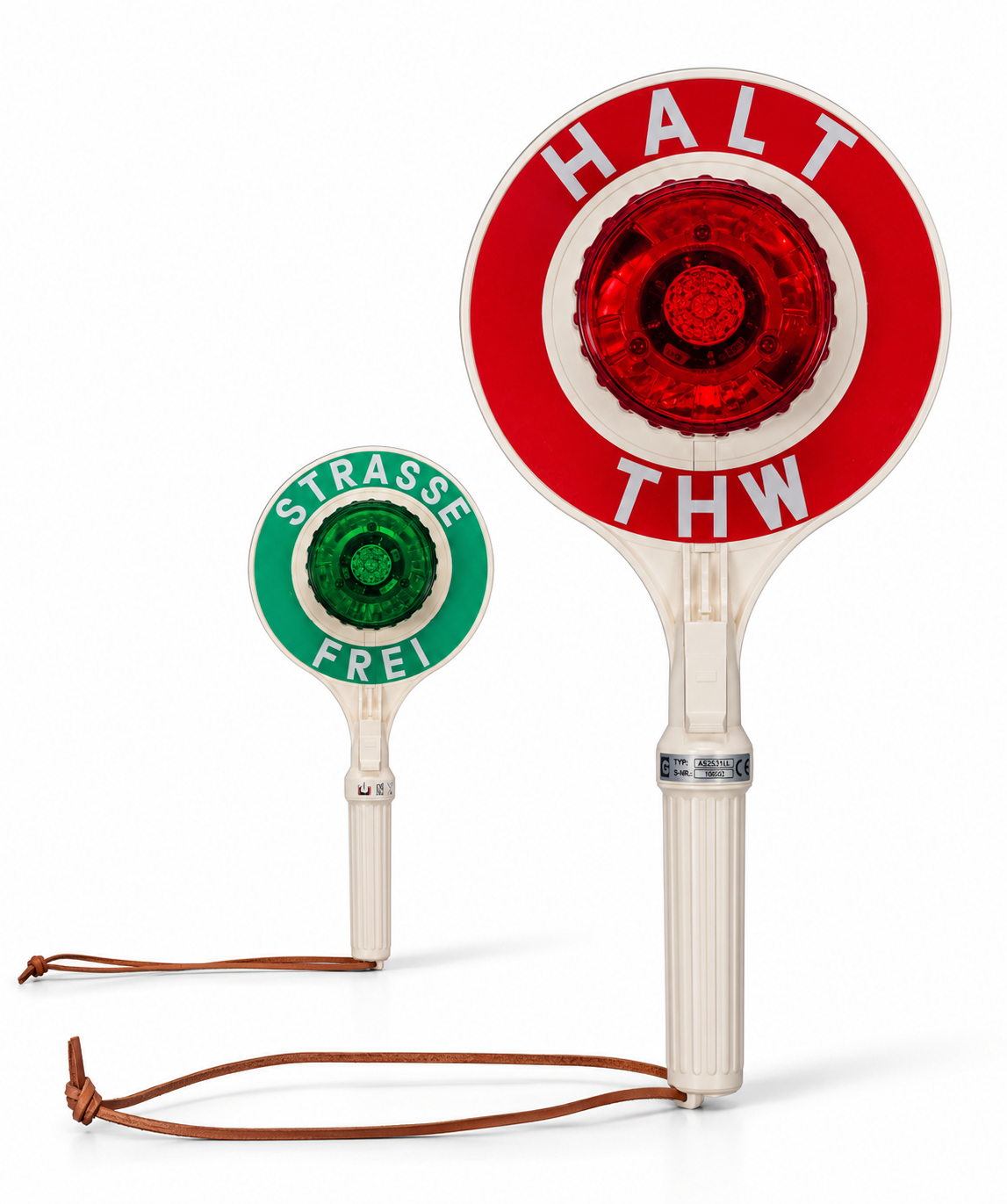 Anhaltestab | HALT THW | LED Rot + LED Grün | 396mm | Kelle