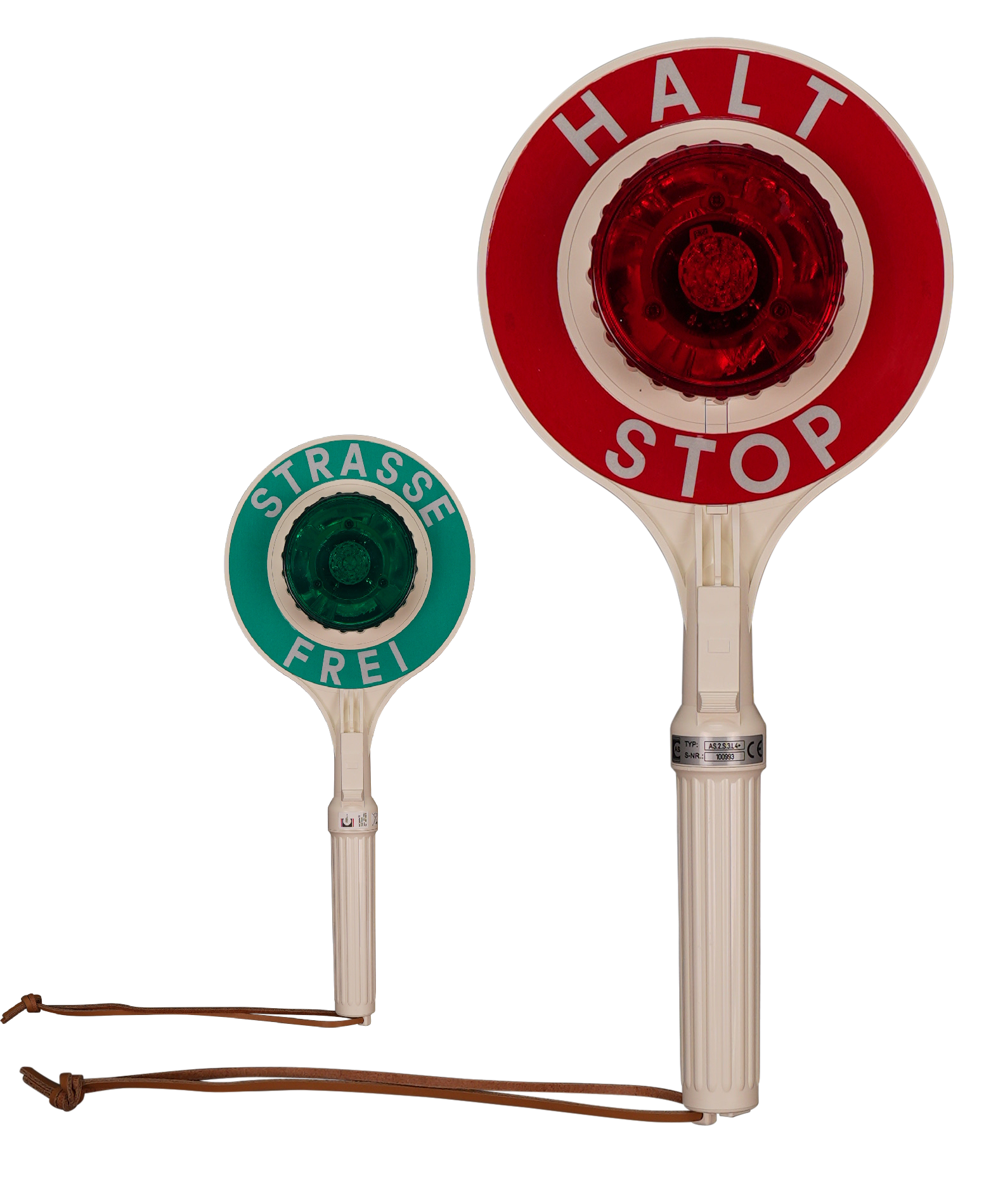 AHS-L-RG-LED-1_Bild-1-Kopie Anhaltestab | Universal | LED Rot & Grün | Lang | HALT STOP - STRASSE FREI | Kelle