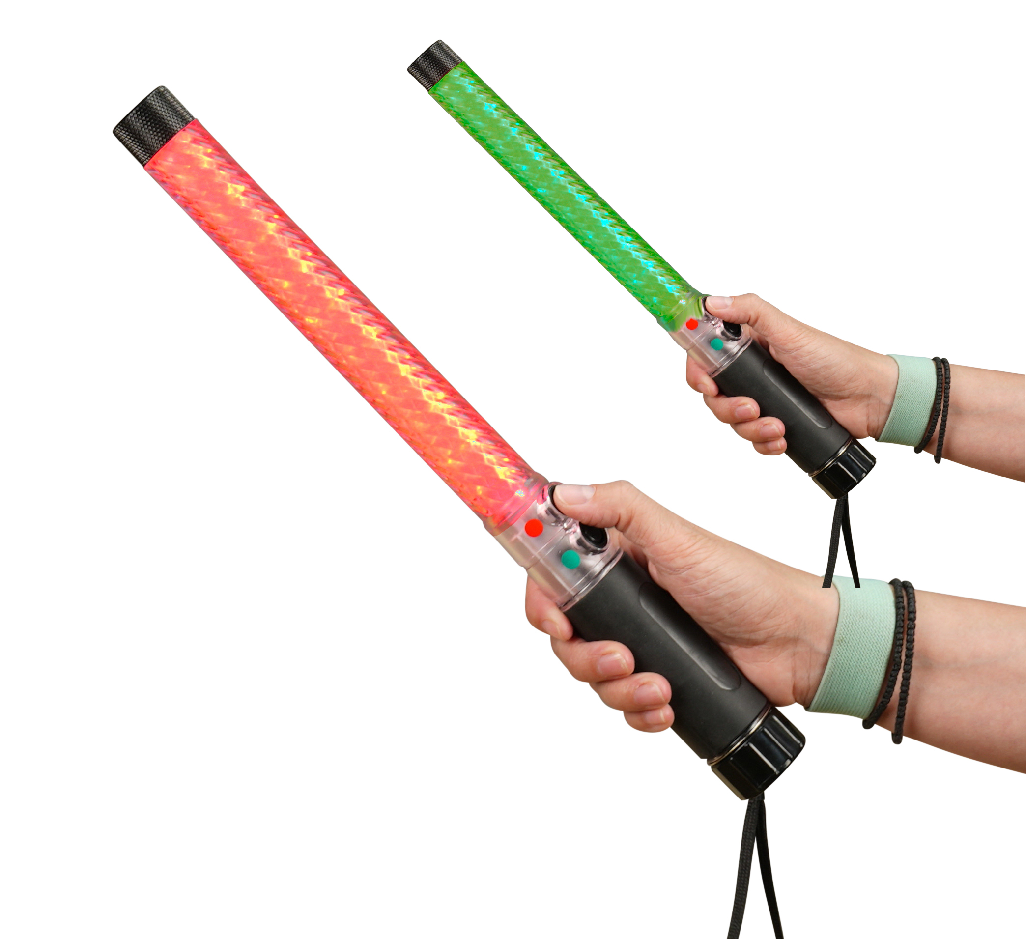 APGermany_LEDWINK-4-RG_LED-einweiserstab_Beid Anhaltestab | Universal | LED Rot + LED Grün | 383mm | Kelle