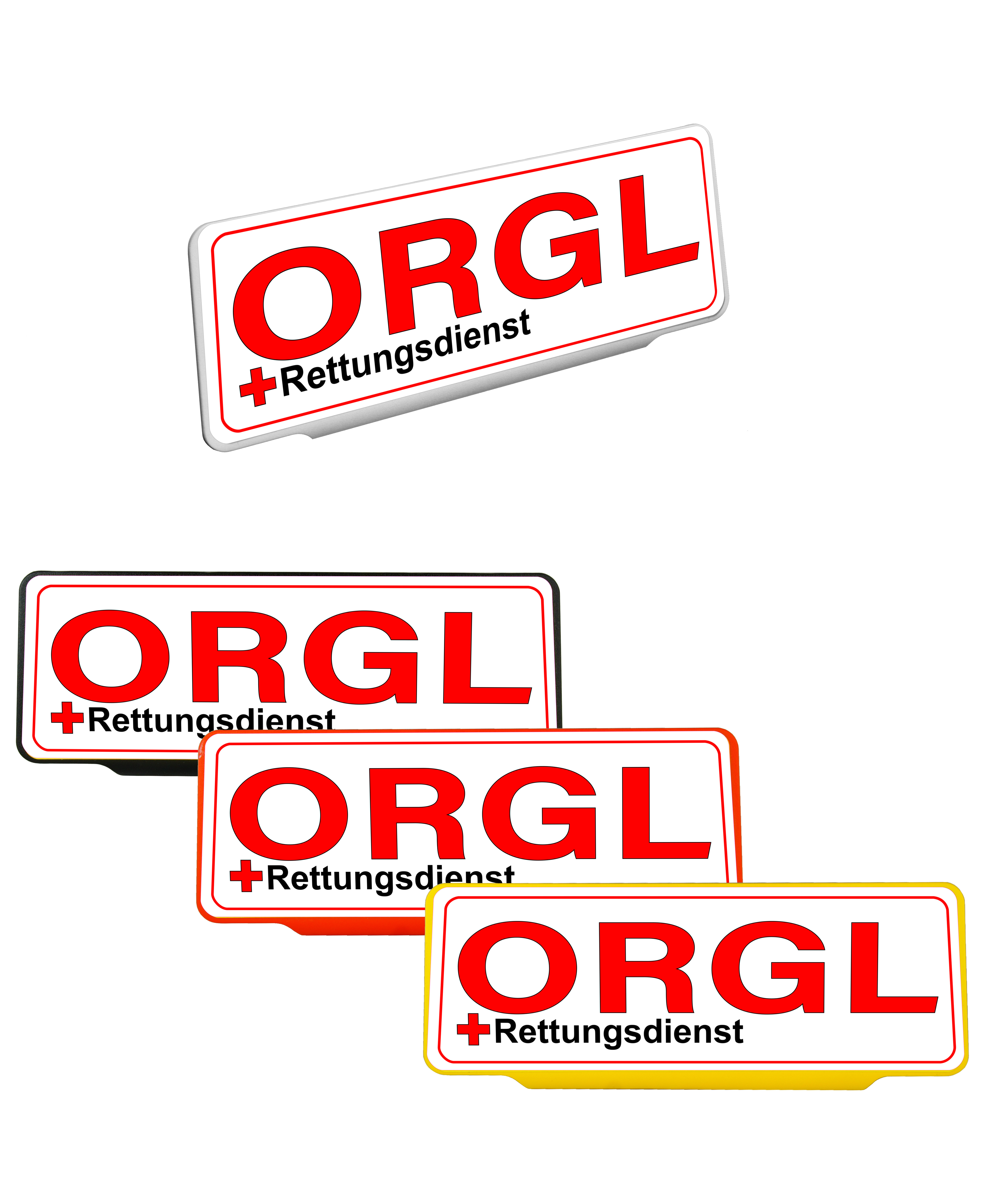 ORGL Rettungsdienst Schild - Einsatzschild | Dienstschild | Clip KFZ Schild