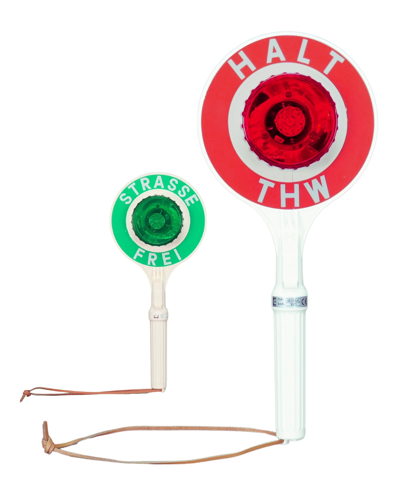 APGermany_AHS-L-RG-THW_Anhaltestab_THW-Beide Anhaltestab | HALT THW | LED Rot + LED Grün | 396mm | Kelle